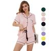 Women’s Pajamas Shirt and Shorts 2 Pieces Set Viscose Sleeping Suits Summer Home Casual Wear Comfy Sleep Lounge Nightwear