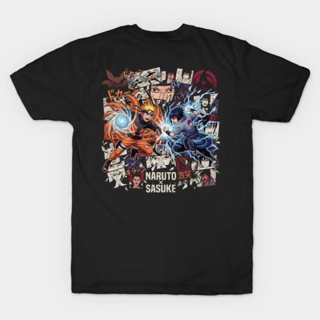 Asian Size Cotton Unisex Tshirt Print T-shirt Naruto Vs Sasuke Battle Art T-shirt No-Cut Print Regular Fit