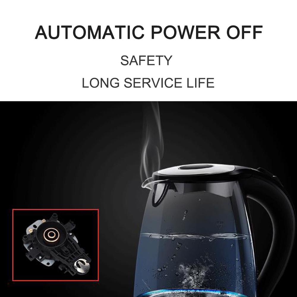 Electric Water Kettle Glass Double Wall Cordless with Blue LED Light 1.7L 1850W Tea Kettle Fast Water Boiler Automatic Shutoff Boil Dry Protectio