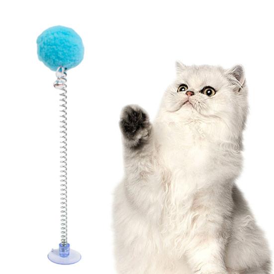 Пружинная приманка для кошек с плюшевым шариком на присоске, нижняя палочка, игрушечная палочка для кошек с