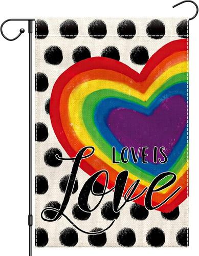 Rainbow Garden ag Double Sided, Love is Love Garden ags for, 12x18 XXQ