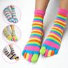 New Women Toe Socks Funny Five Fingers Socks Colorful Striped Printed Rainbow Cotton Breathable Women's Short Socks
