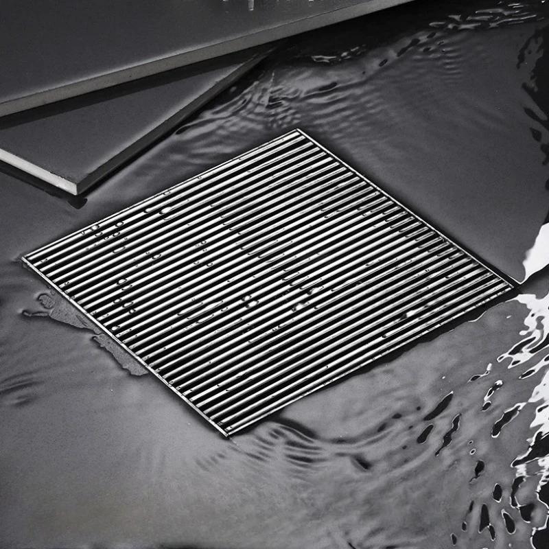 Solid 304 stainless steel 15X15 floor drain DN110 toilet square anti odor floor drain hotel engineering large floor drain