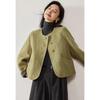 VICTORIA&VERA Women's Winter Designer Color-Block Wool Blend Short Coat V9017D03
