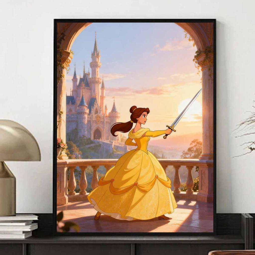 Disney Belle sword princess castle 5D handmade diy diamond painting, home wall decoration