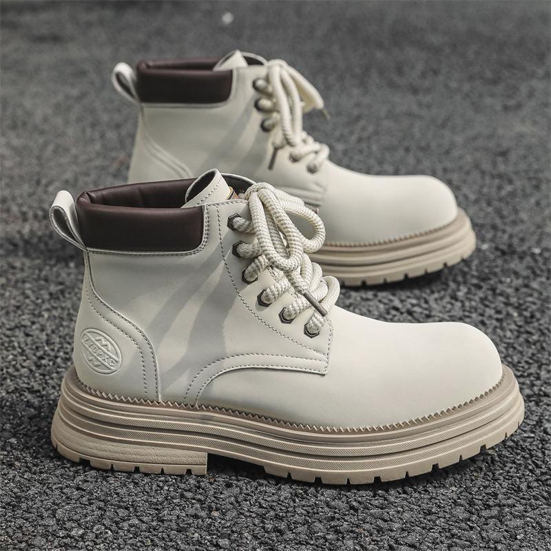 Autumn and winter British style rhubarb boots new big head Martin boots men's retro single boots short boots locomotive boots thick sole 1681-J