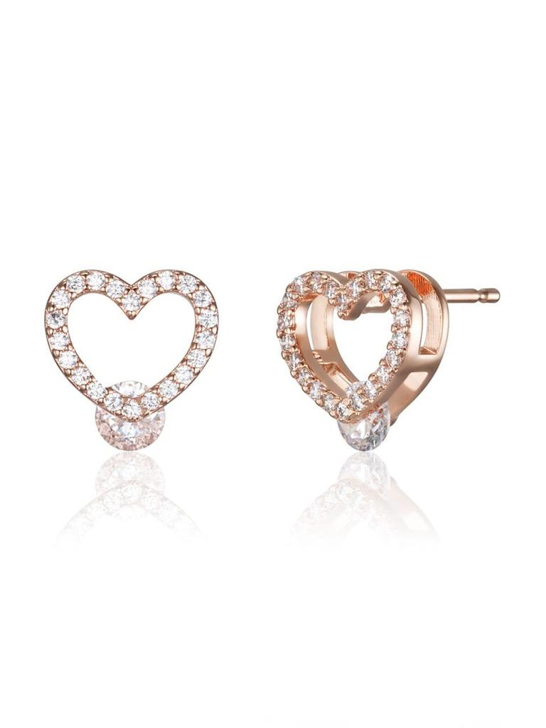 Серьги-гвоздики из 14K GF, простые, милые, в форме сердца C24EGF202