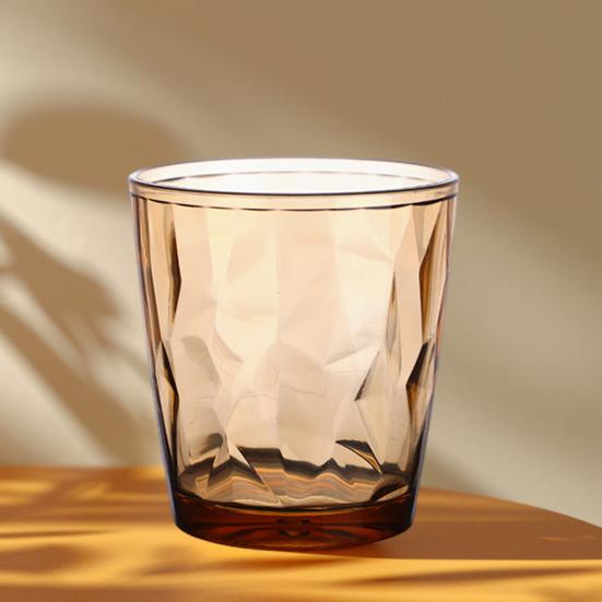 Colorful Translucent Water Cups 310ml Diamond Pattern Tumblers Unbreakable Heat Resistant BPA-Free Stackable Glasses for