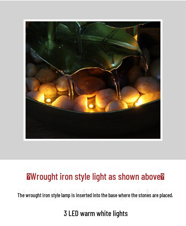 LED Lotus Leaf Water Fountain Ornament with Night Light for Home Décor
