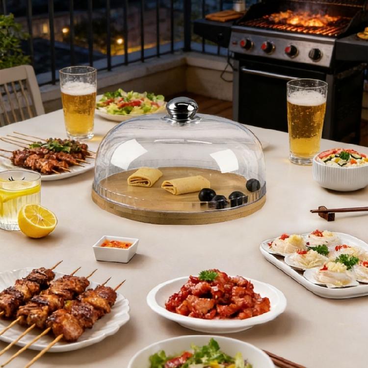 Food Protector for Picnics Clear Plastic Spacious and Safe Outdoor Cake Dome with Clear View Plate Serving Cover