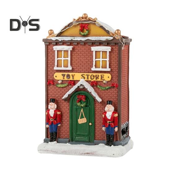 Фигурка в виде рождественского домика, освещенная деревенским домиком с музыкой, светодиодная подсветка на батарейках, смоляная столешница, центральный элемент для рождественского украшения