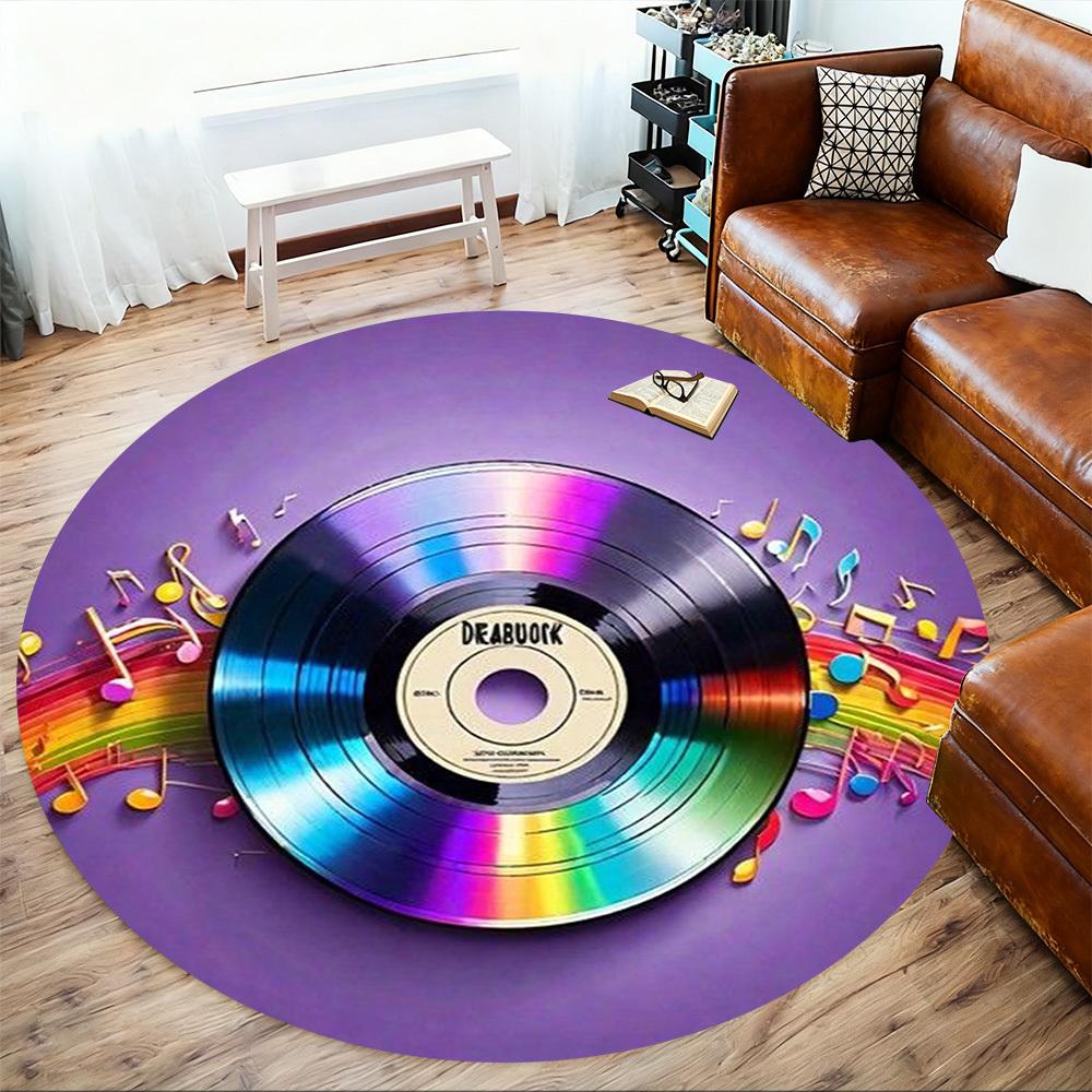 1PC music vinyl Office Round Area Rug, Under Office Chairs Bedroom Living Room Home Decor,Carpet for Office, -1110261