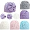 Детские шапки с бантом для мальчиков и девочек, хлопковые вязаные зимние теплые шапки