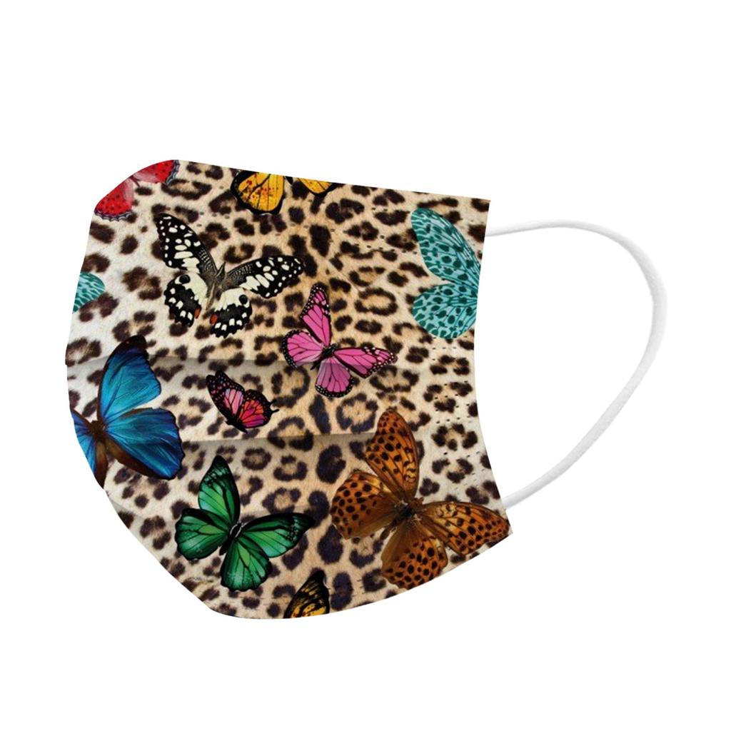 Трехслойная одноразовая защитная маска для взрослых с леопардовым принтом и бабочкой, 10 шт.