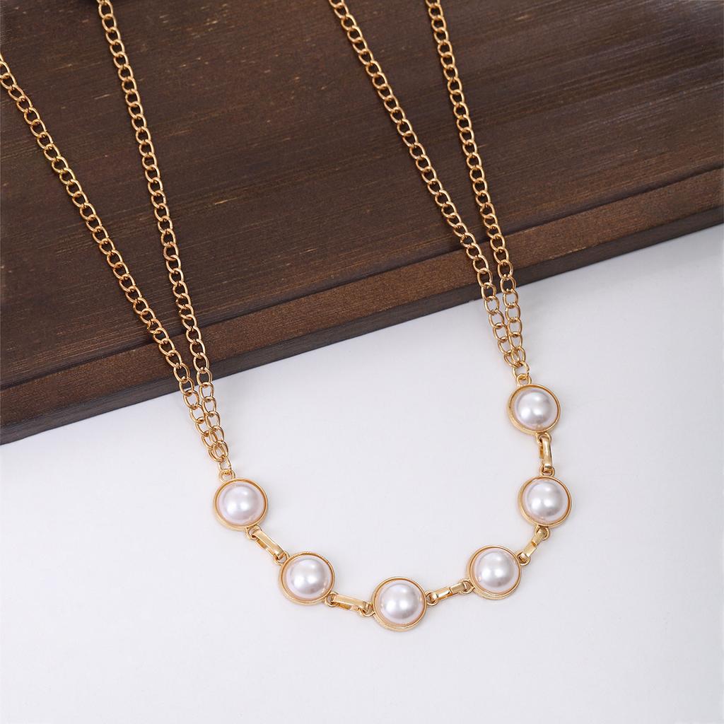 Легкая Роскошь Нишевая Цепочка на Талию с Имитацией Жемчуга, Простая Высококлассная Цепочка на Ключицы, Серебряные Украшения Цепочка на Тело