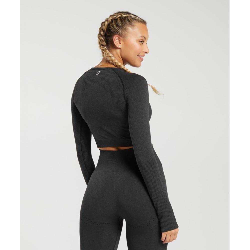 Gymshark Укороченный топ Vital Seamless 2.0 Black Marl B1a3d Bbf3