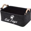 Durable Polyester Cat Toy Storage Box |Graphic Paw Print Design,Pet Toy Organizer Basket for Home Organization,No Battery Needed