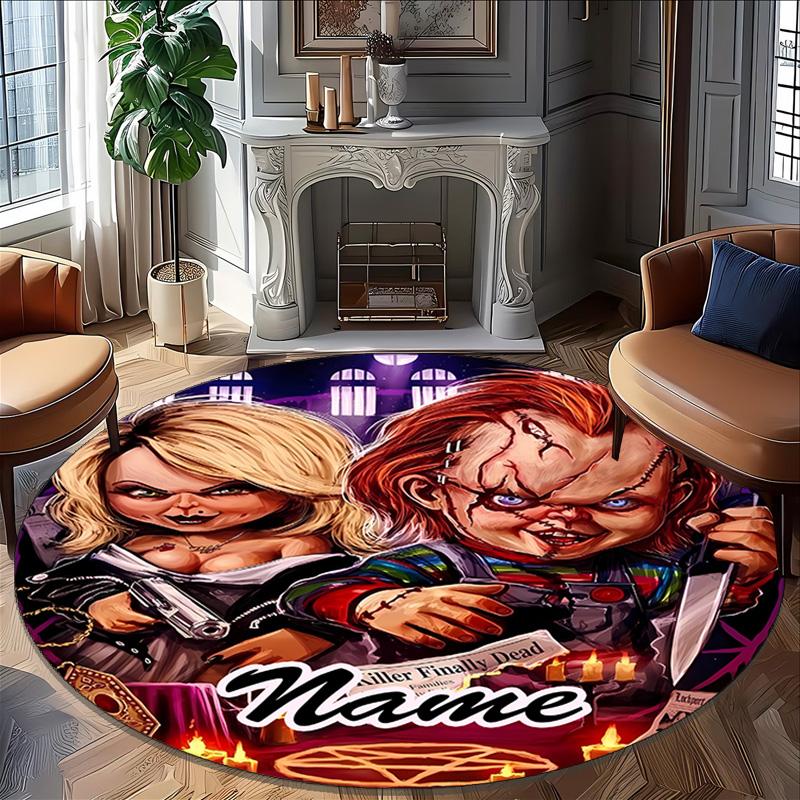 Customizable C-Chucky1 Round Non-Slip Carpet - Ideal for Garden, Picnic, Office, Perfect for Decoration, Suitable For All Seasons