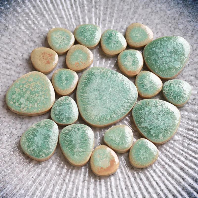 100g DIY Ceramic Mosaic Tiles Glass Leaf Petal Shape Handmade Ornaments Tiles Wall Crafts Crystal for Decorative Material Cerh1