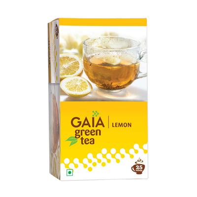 Зеленый чай с Лимоном (25 пак, 2 г), Leaf Green Tea Lemon, Gaia