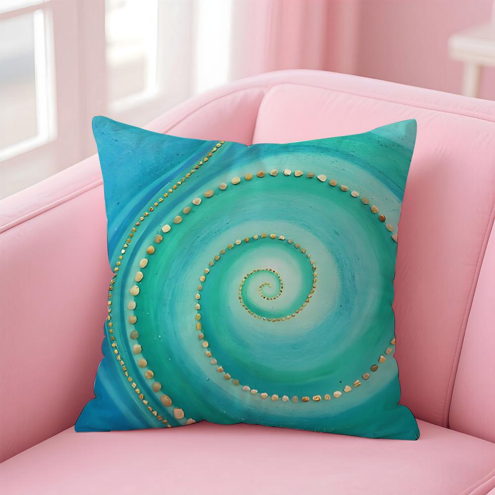 Blue Green Ocean Print Pattern Cushion Cover Pillow Case Soft Skin Friendly Fabric Concealed Zipper