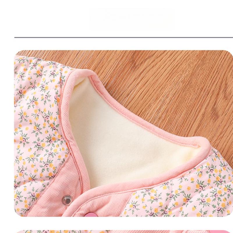 Новая осенне-зимняя флисовая куртка для девочек в корейском стиле, с цветочным принтом, на хлопковой подкладке, из стильного вельвета, детское универсальное хлопковое пальто