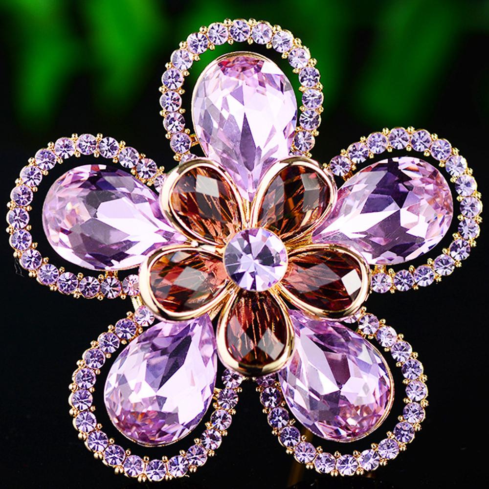 Flower Rhinestone Brooches Womens Fashion Crystal Brooch Pin Accessories Jewelry