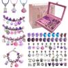Набор из 66 предметов Фиолетовая девятисекционная шкатулка для украшений «Сделай сам» - Детский набор для изготовления браслетов из бусин ручной работы и подарочная коробка