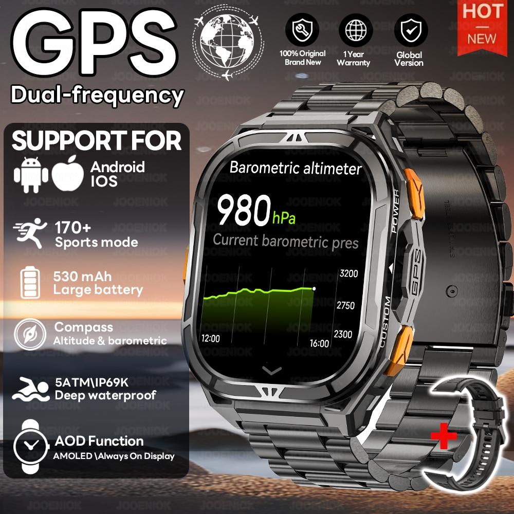 Новые GPS-умные часы 10ATM Водонепроницаемые Встроенный двухдиапазонный GNSS Компас Военные Спортивные Умные часы Мужские Новые