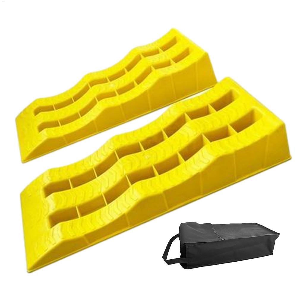 2Pcs RV Leveling Ramps RV Wheel Chocks 3 Stage Campers Leveling Blocks Lightweight Curb Ramps Heavy Duty Threshold Ramp Tire Chucks 1