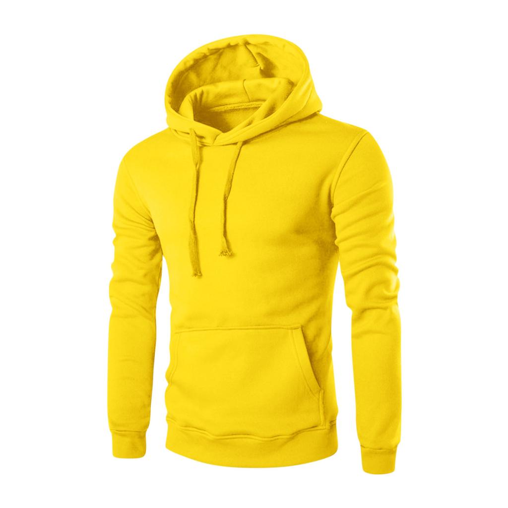 Men's Solid Color Hooded Sweatshirt Men's Casual Sports Long Sleeved Pullover Sweatshirt