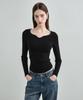 MONGDOL Heart Neck Slim Ribbed Knit Mdkt120_5 Colors