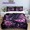 Purple dragon  Pattern Bedding Quilt Set Quilt Cover Pillowcase Home Decoration  Gift (1 * duvet cover + 2 * pillowcase, without core)