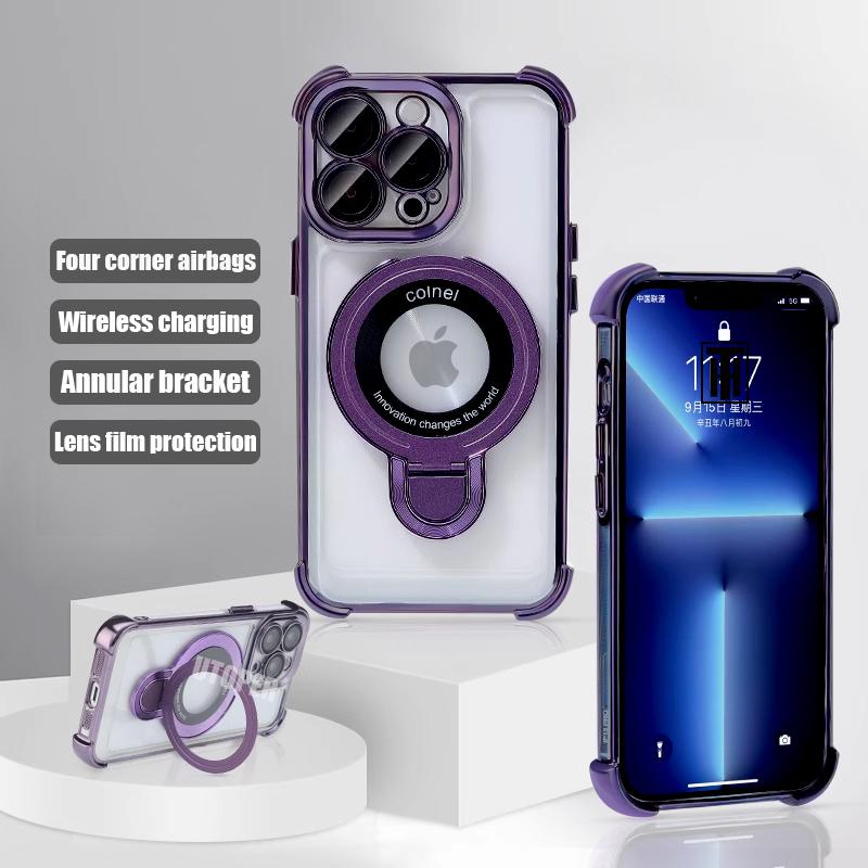 Новый прочный магнитный держатель-кольцо Magsafe для iPhone 16 15 14 13 11 12 Pro Max Plus, противоударный, тонкий, с гальваническим покрытием, прозрачный чехол