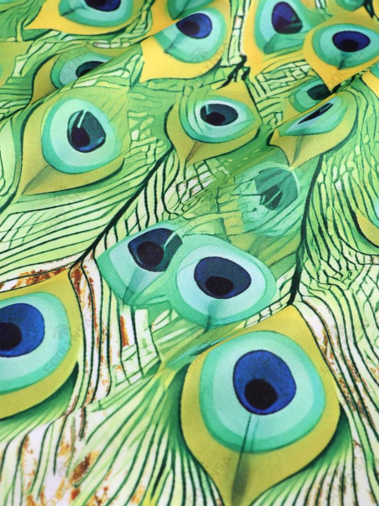 EDOLYNSA Плюс размер кафтан богемный зеленый павлин с принтом летнее длинное пляжное платье женская домашняя одежда наряд купальный костюм накидка свободный кафтан