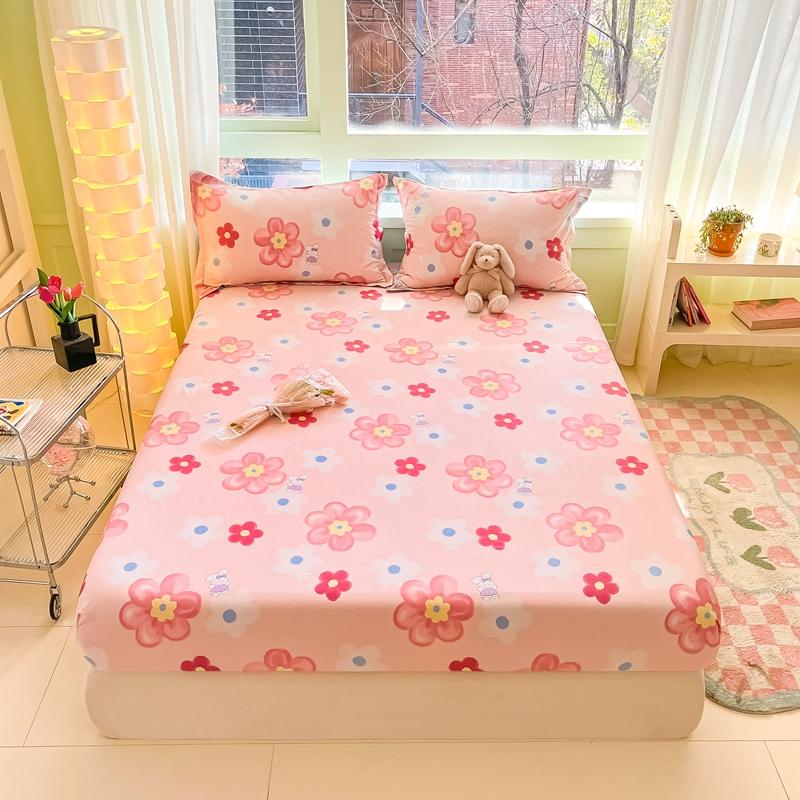 100% Cotton Bedsheet Elastic Fitted Sheet Print Bed Cover Single/Double/Queen/King Size Bed Linen Drap De Lit (No Pillowcase)