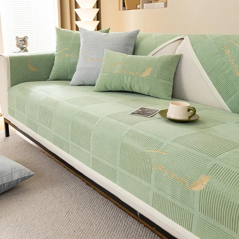 Скандинавский чехол для дивана из синели для гостиной, Нескользящий утолщенный теплый коврик для диванной подушки, простой стиль, диванное полотенце, домашний декор для дивана