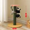 Wooden Cat Tree And Scratching Board With Bamboo Elements For Indoor Play