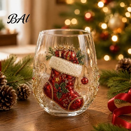Creative Home Holiday Decor Transparent Santa Claus Pattern Mug, 3D Embossed Christmas Aesthetic Glass Tea Cups, Clear Borosilicate Mug with