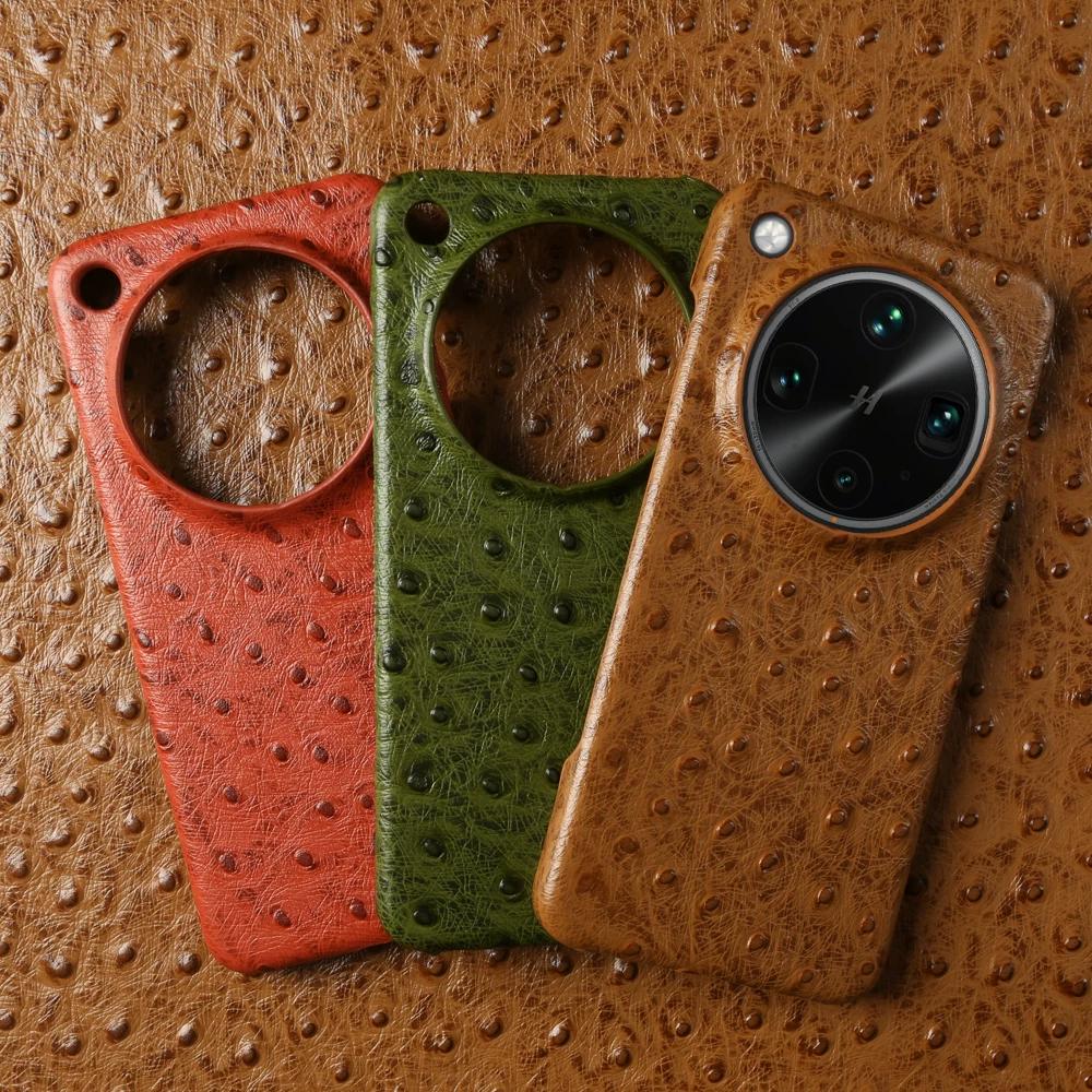Genuine Ostrich Grain Leather Case for Oppo Find X9 Ultra X8 Pro X7 Premium Luxury Slim Half Wrap Cowhide Shockproof Trendy Protective Cover