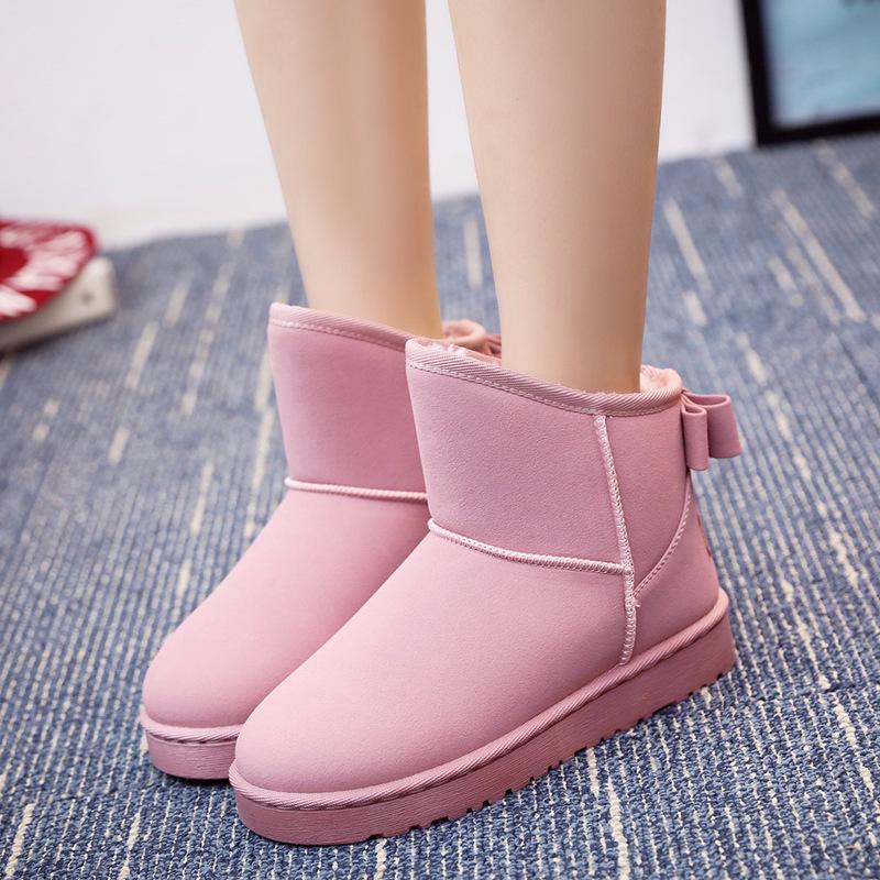 Ins Fashion High Quality Women Winter Snow Boots Plush Waterproof Warm Fur Female Ankle Boots Shallow Solid Rubber Women Boots