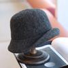 Autumn and winter lamb wool coarse tweed simple front warping edge basin hat warm casual temperament knitted bucket hat