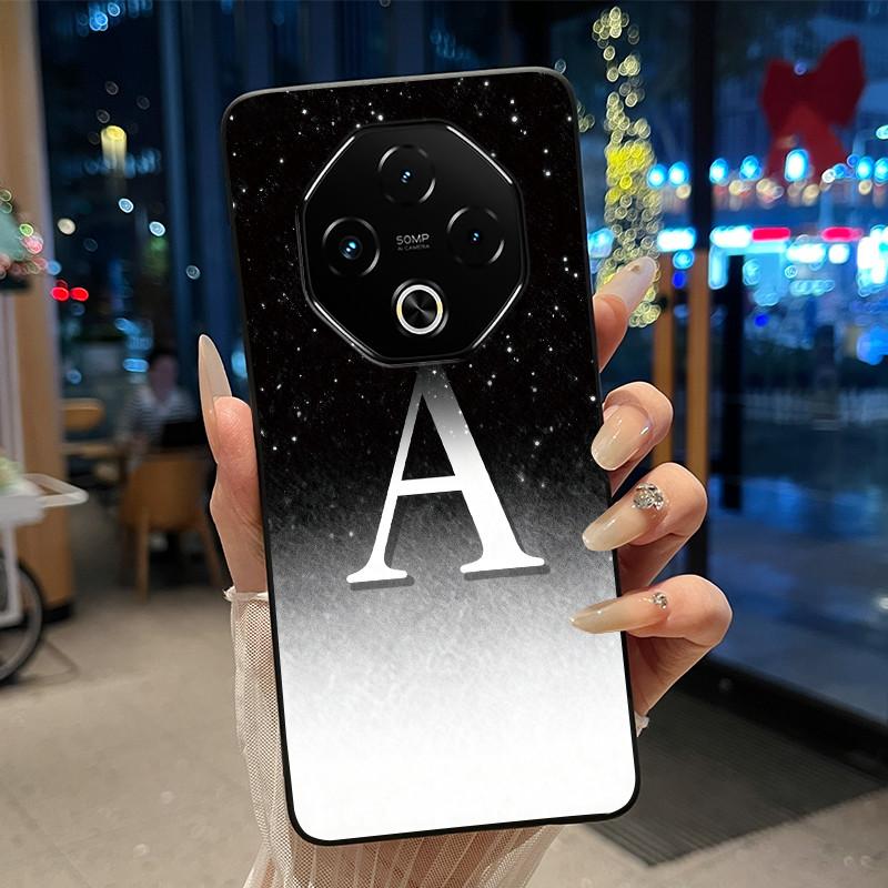 Anti-scratch Phone Case For Umidigi G100 Pro/G100 5G Soft Silicone Black Casing Lucky A-Z Letter With Flower Couple Shell