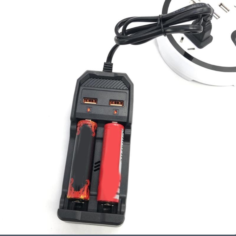 Зарядное устройство для аккумуляторов 18650, 2 отсека, зарядное устройство с USB-портом для аккумуляторов 26650/21700/18650/18500/16340