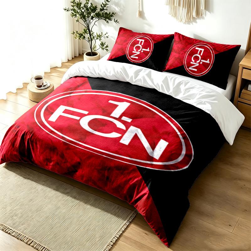 1.FC Nurnberg 3pc Duvet Cover Set Simple Modern Bedding Set Wrinkle Resistant Soft Fabric All Season Use a perfect gift
