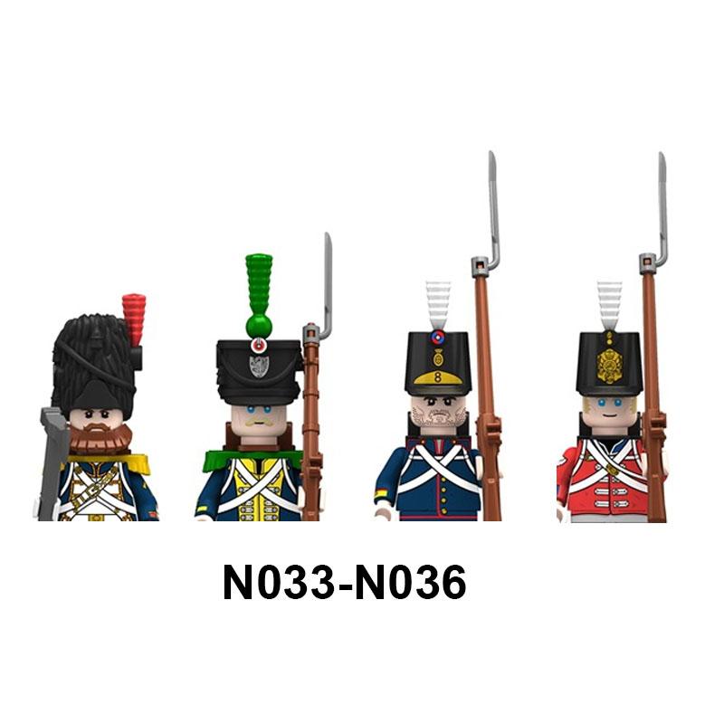 4pcs Military Building Blocks Medieval Knights Duke Marshal Figures Napoleonic Wars Weapons Sword Flags Shoulder Armor Cape Brick MOC