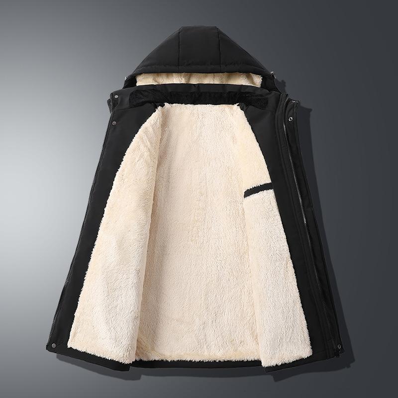 Зимняя мужская бархатная куртка большого размера с капюшоном и подкладкой