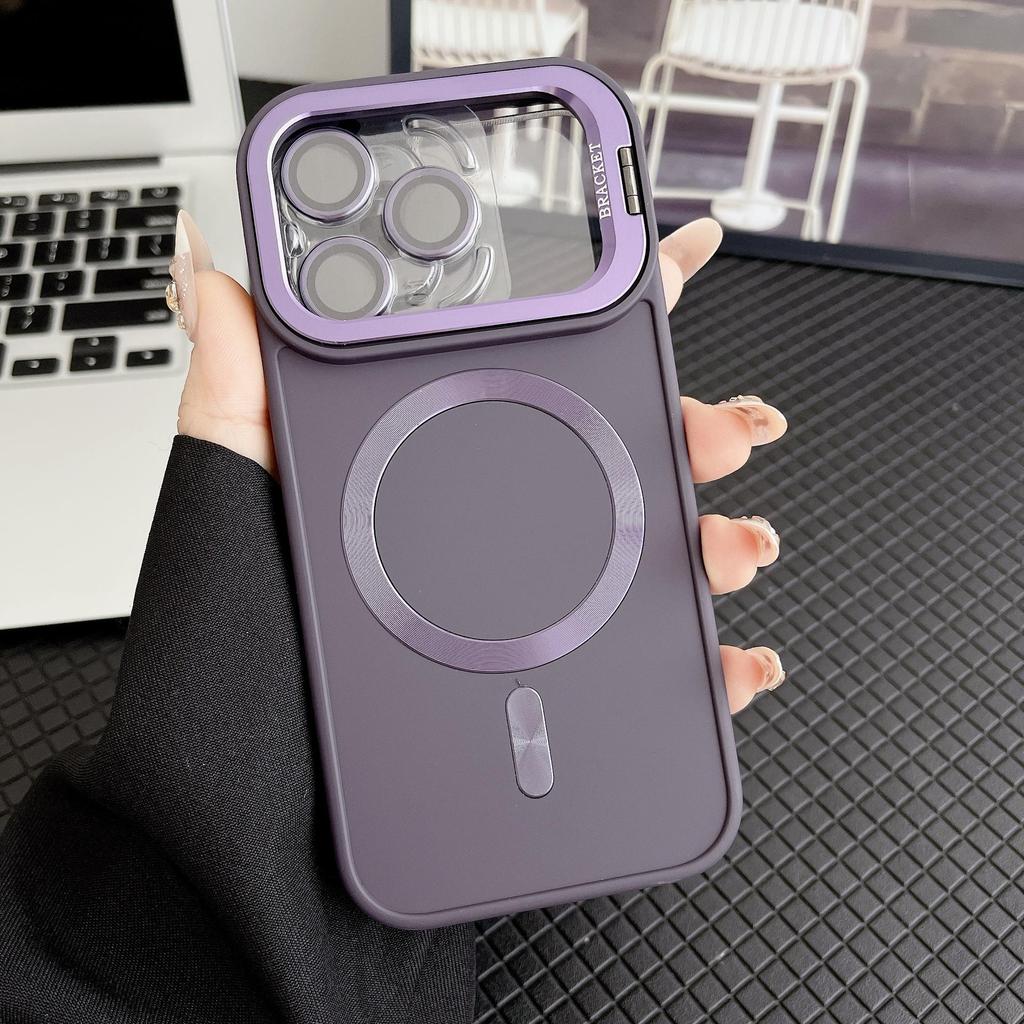 Невидимая магнитная подставка Жидкий чехол для телефона для iPhone 13/14/15/16/17 Pro Max - На ощупь как кожа, Защитный