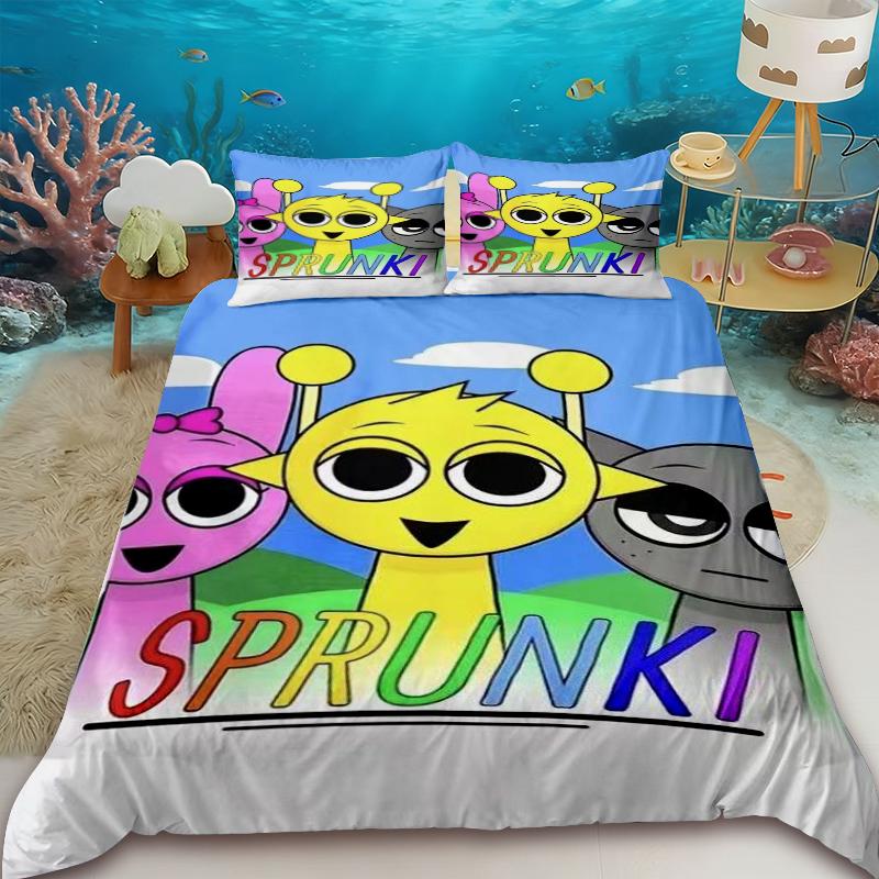 3pcs Duvet Cover Sprunki Game Cartoon Bedding Set Quilt Cover Queen King Full Bedroom Decor Teens Children Best Gifts