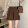 Brown Corduroy Pleated Skirt Women Vintage Korean Fashion Patchwork Casual High Waist A-line Skirts Summer Mini Skirts Y2k Clothes